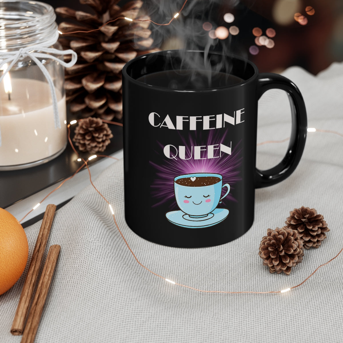 Caffeine Queen11oz Black Mug