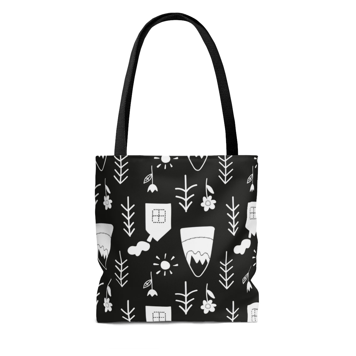 Cabins & Trees Scandi Black & White Tote Bag