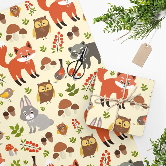 Foxes, Rabbbits & Raccoons Happy Birthday Wrapping Paper