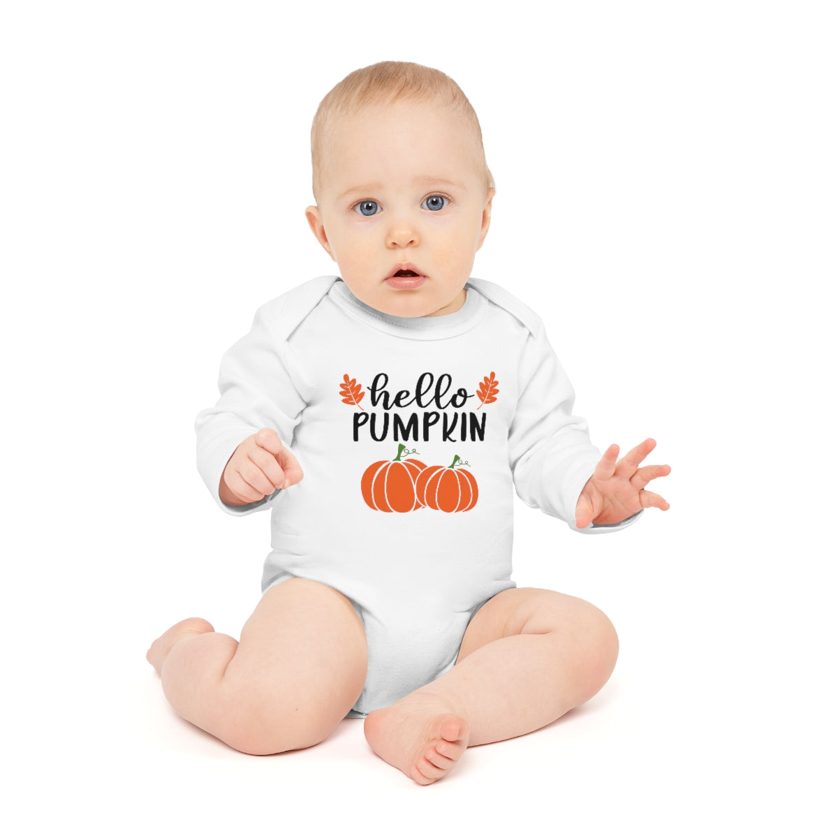 Hello Pumpkin Baby Long-Sleeve Organic Bodysuit