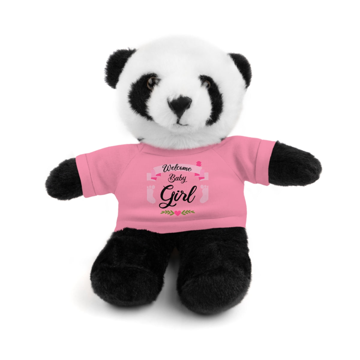 Welcome Baby Girl Stuffed Animals (Bear, Bunny, Jaguar, Lion, Panda, Sheep) with Tee