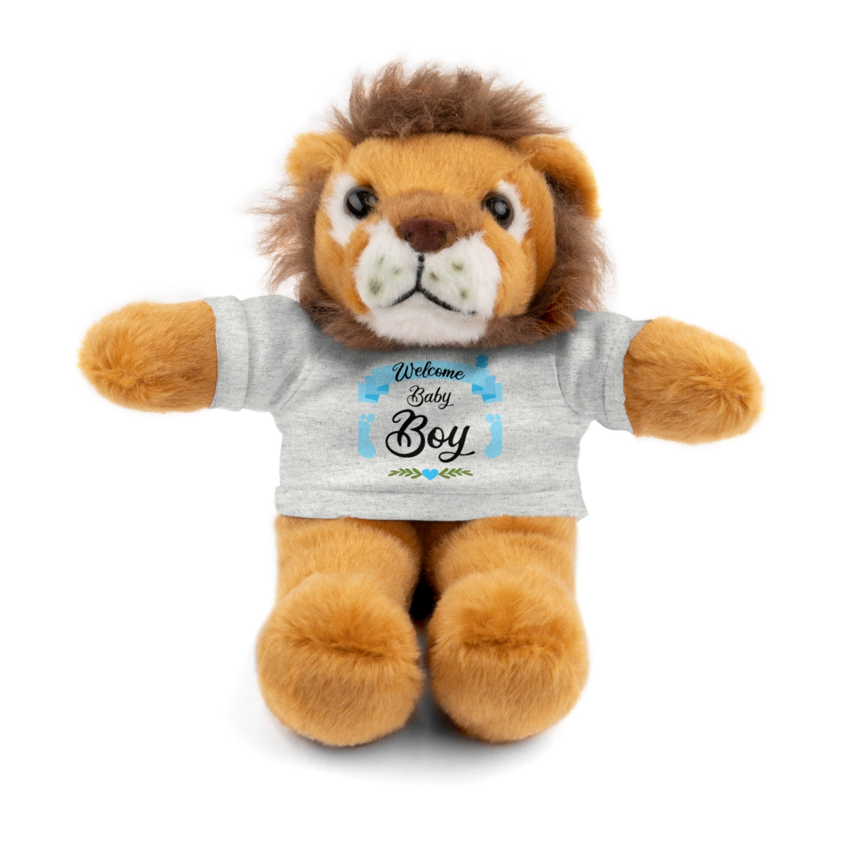 Welcome Baby Boy Stuffed Animals (Bear, Bunny, Jaguar, Lion, Panda, Sheep) with Tee