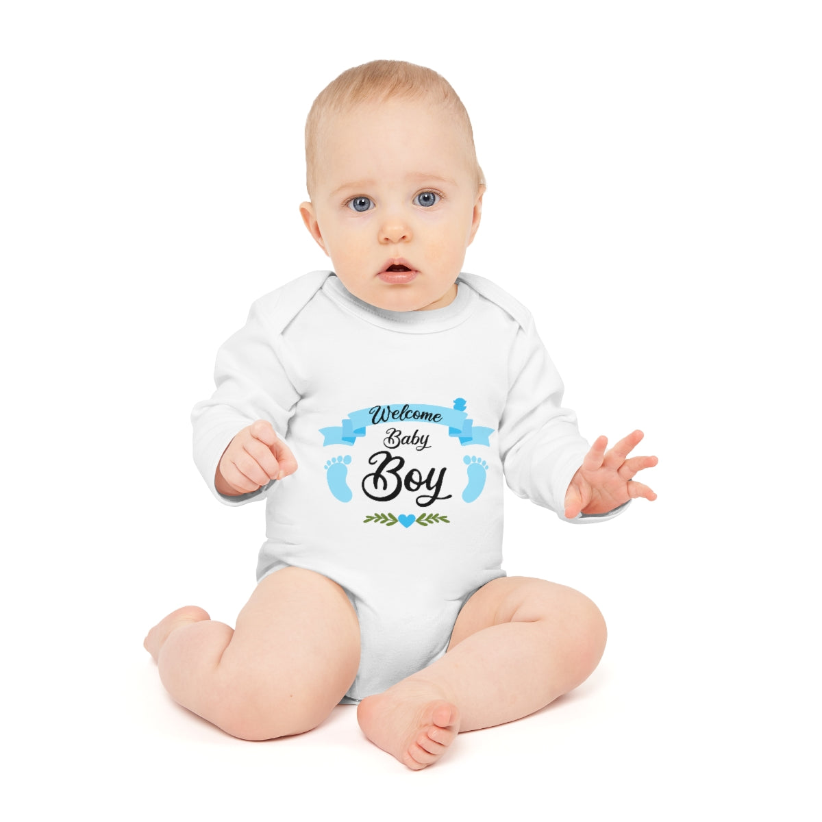 Welcome Baby Boy Baby Long-Sleeve Organic Bodysuit