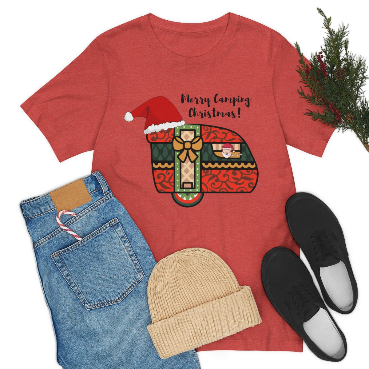 Merry Camping Christmas Unisex Jersey Short Sleeve Tee