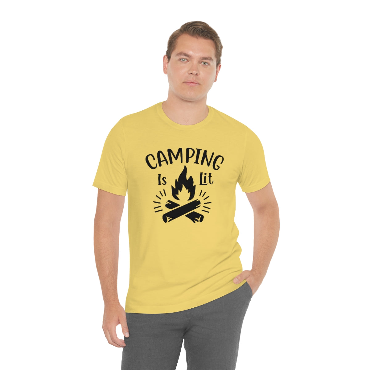 Camping is Lit Unisex Jersey Short Sleeve Tee