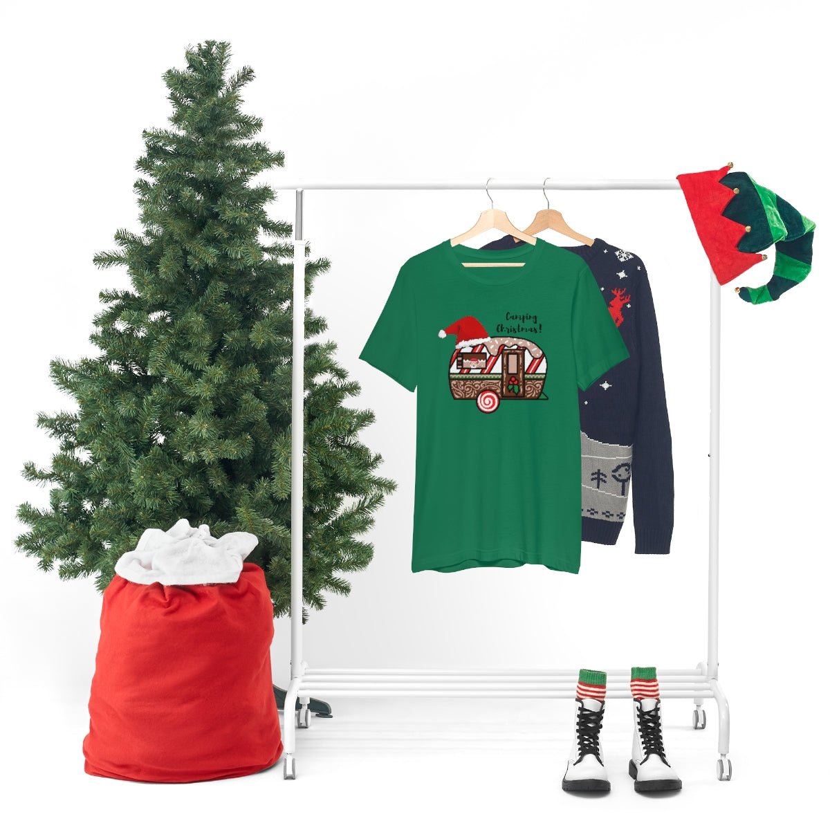 Camping Christmas Unisex Jersey Short Sleeve Tee