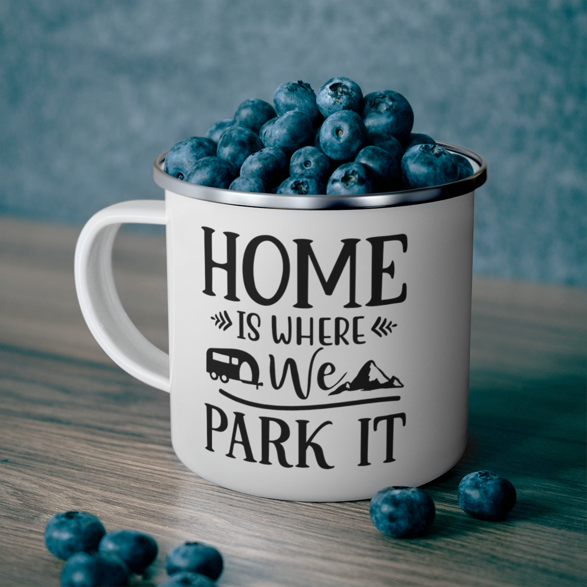 Home is where we Park it  Enamel Camping Mug