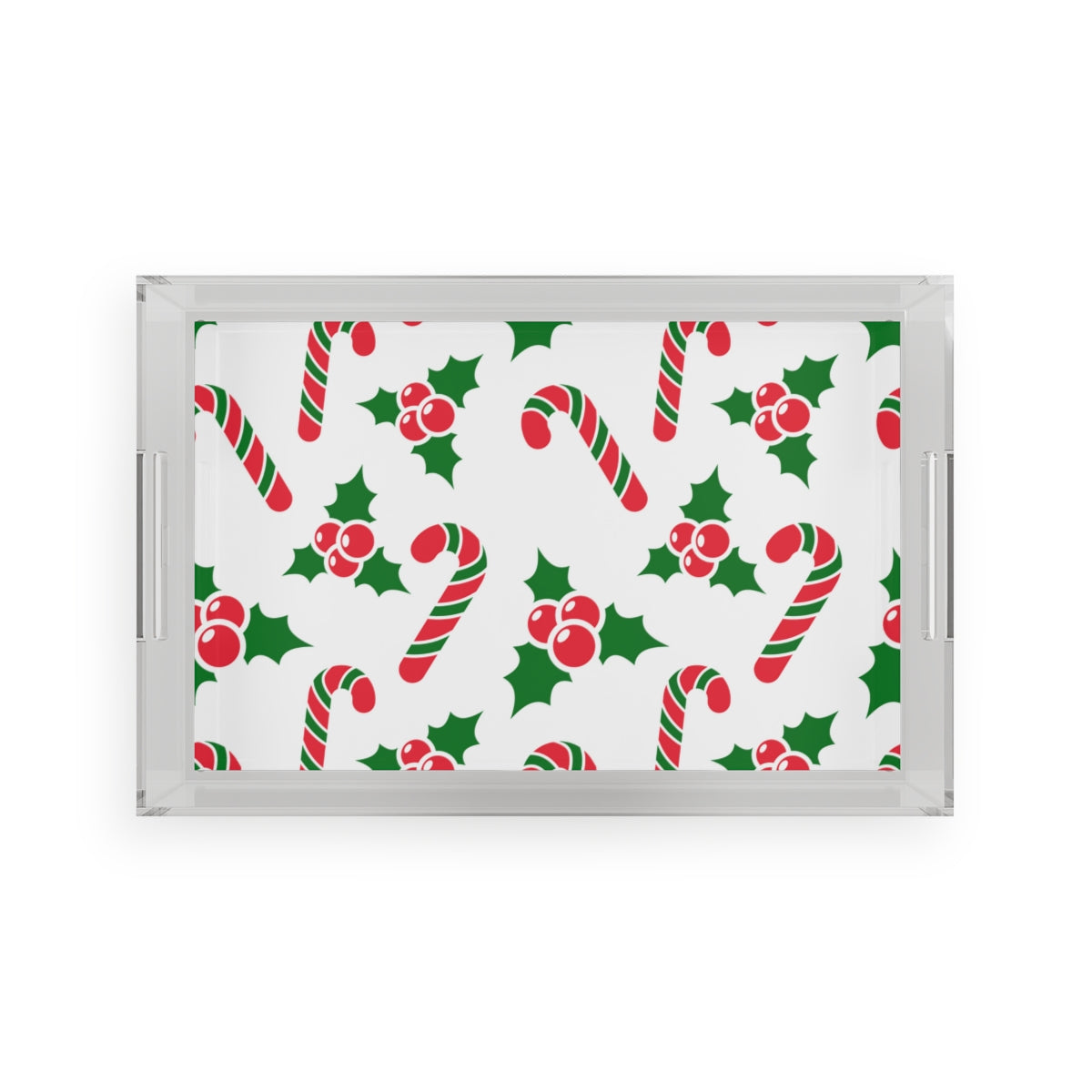 Candy Canes & Holly Acrylic Serving Tray