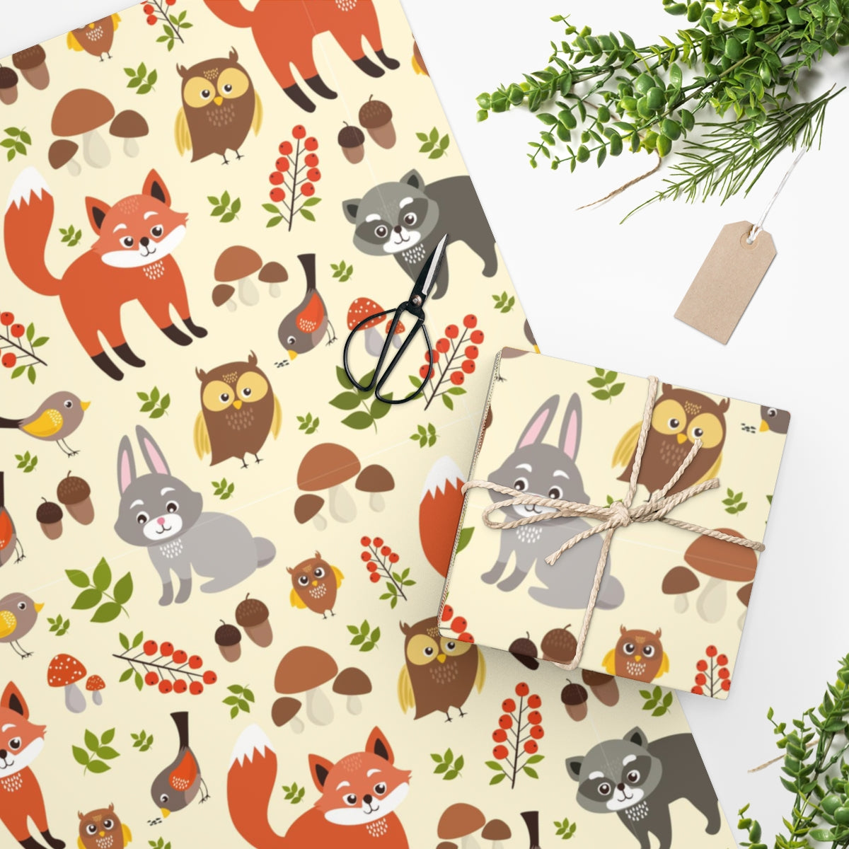 Foxes, Rabbbits & Raccoons Happy Birthday Wrapping Paper