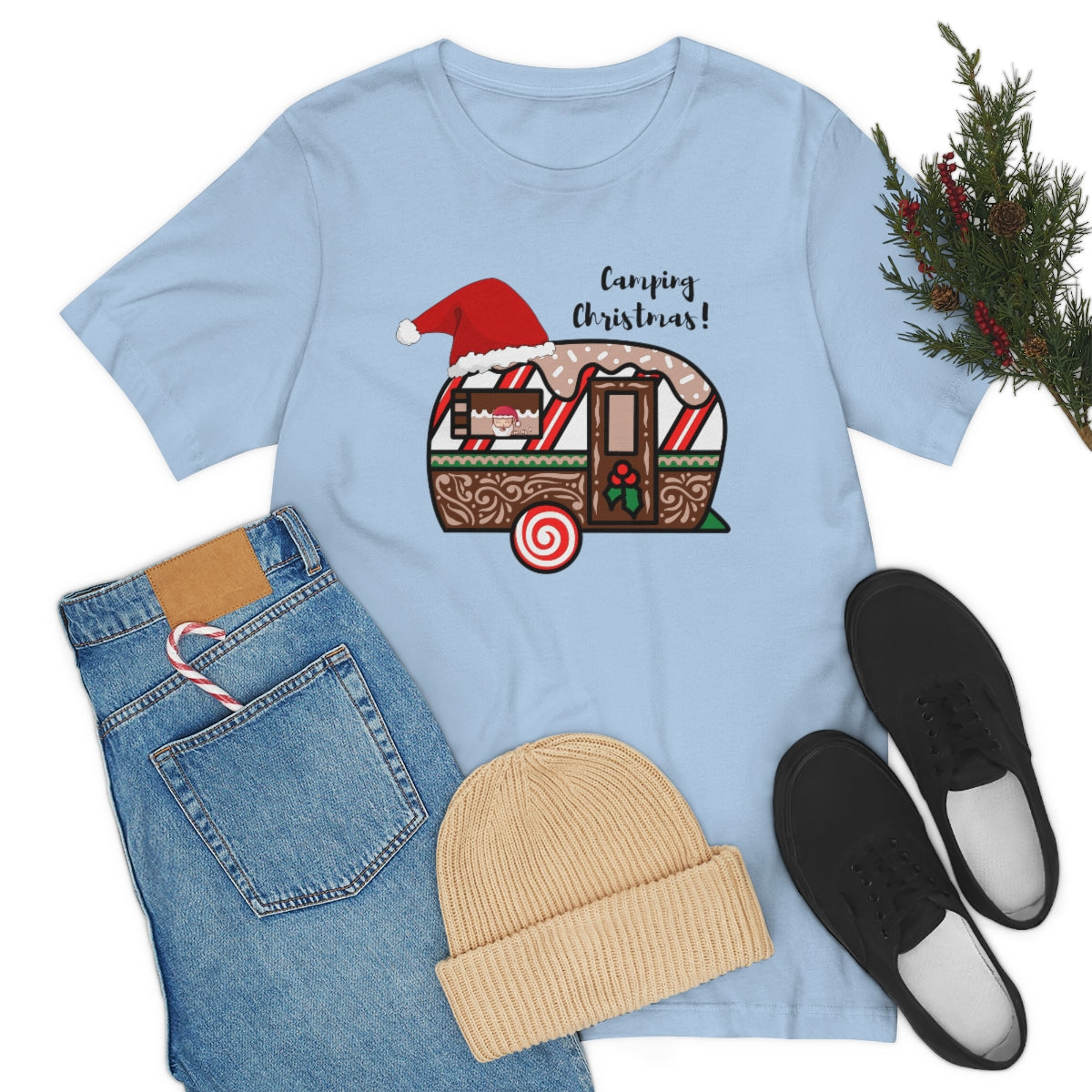 Camping Christmas Unisex Jersey Short Sleeve Tee