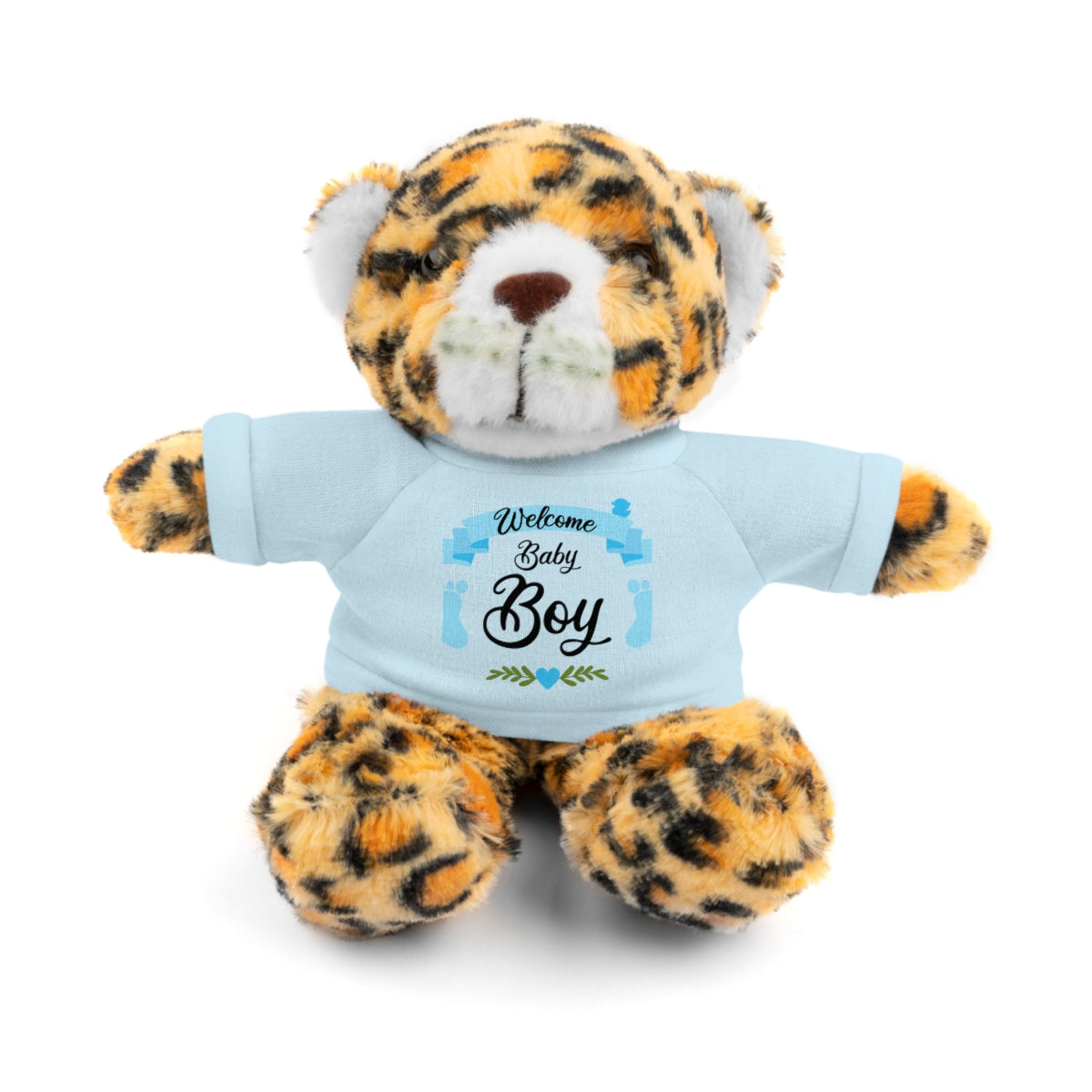 Welcome Baby Boy Stuffed Animals (Bear, Bunny, Jaguar, Lion, Panda, Sheep) with Tee