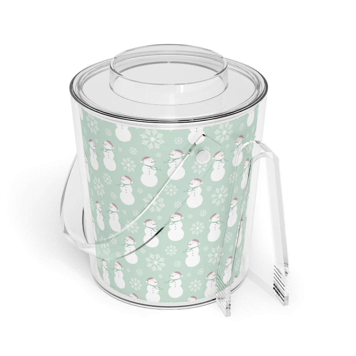 Snowmen & Snow FLakes Christmas Ice Bucket with Tongs