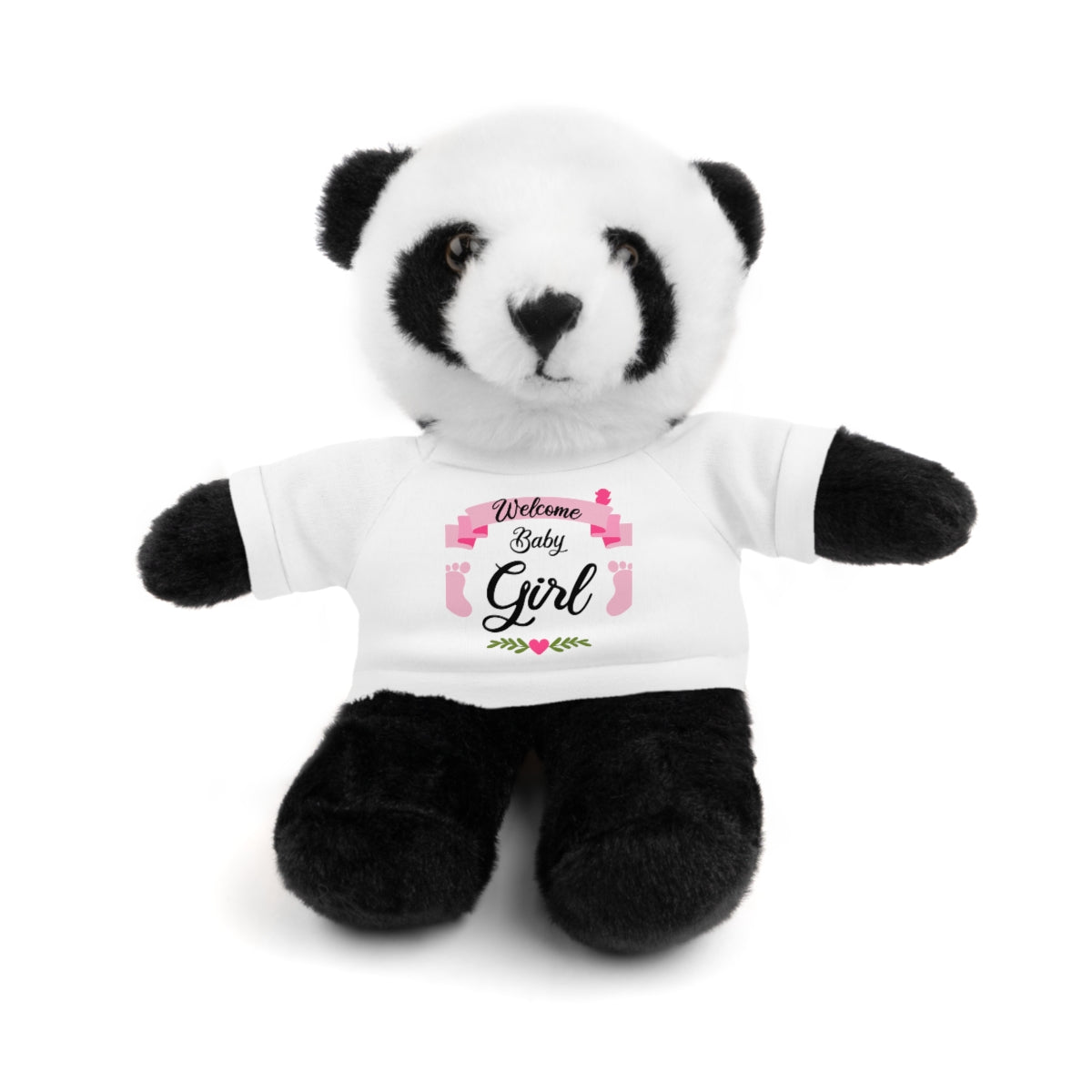 Welcome Baby Girl Stuffed Animals (Bear, Bunny, Jaguar, Lion, Panda, Sheep) with Tee