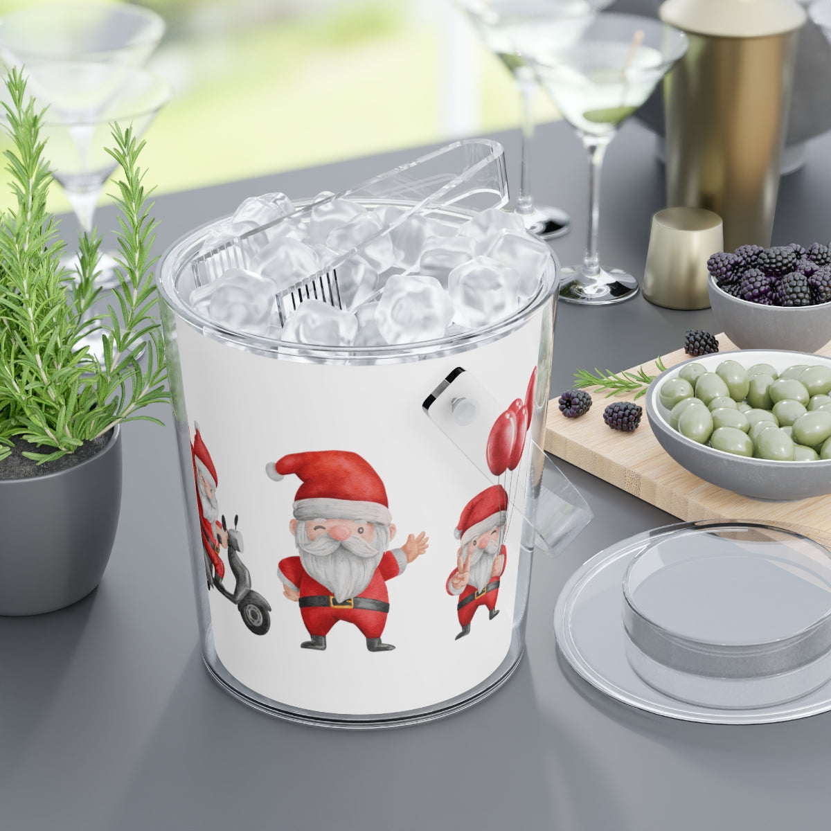 Christmas Santas Ice Bucket with Tongs