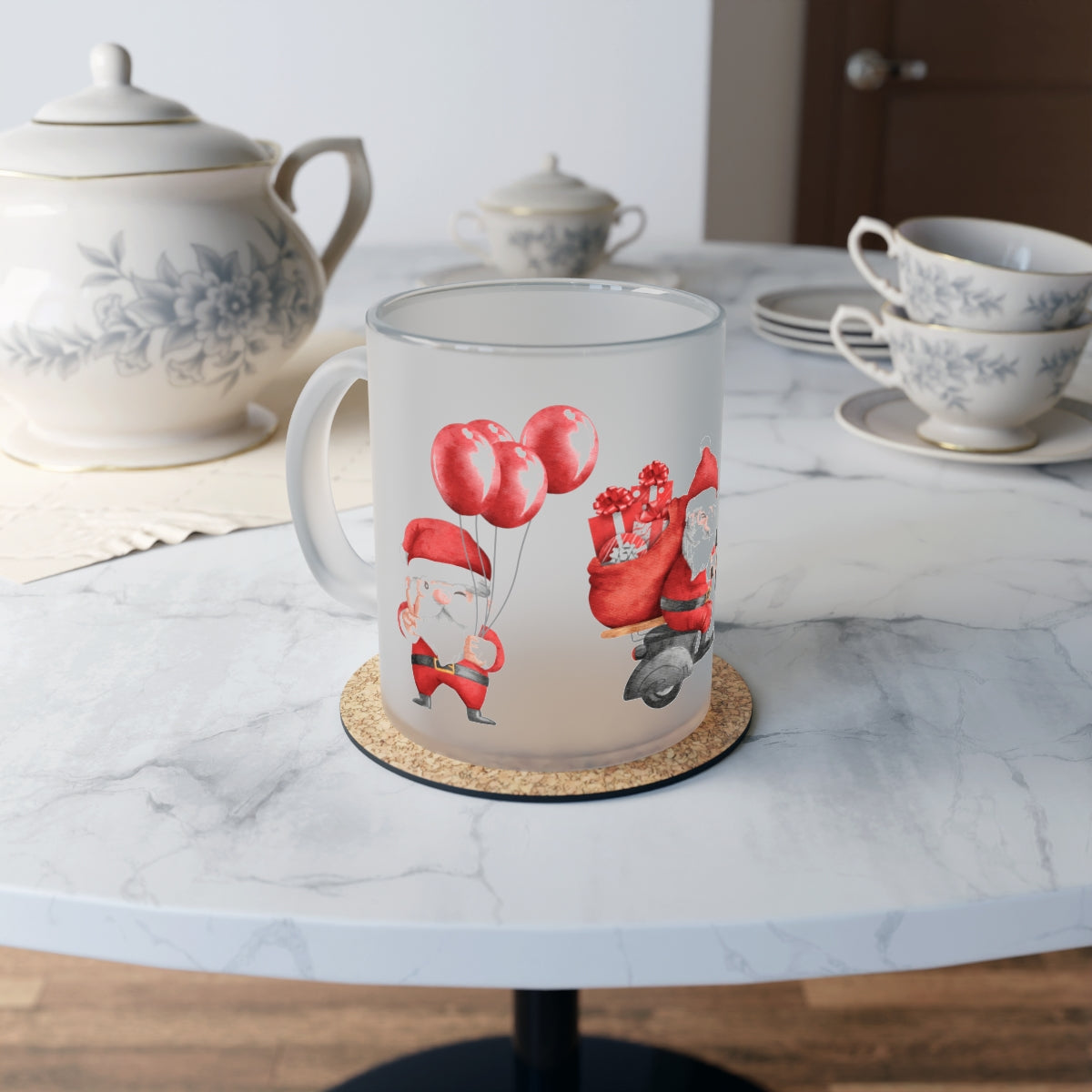 Christmas Santa Frosted Glass Mug