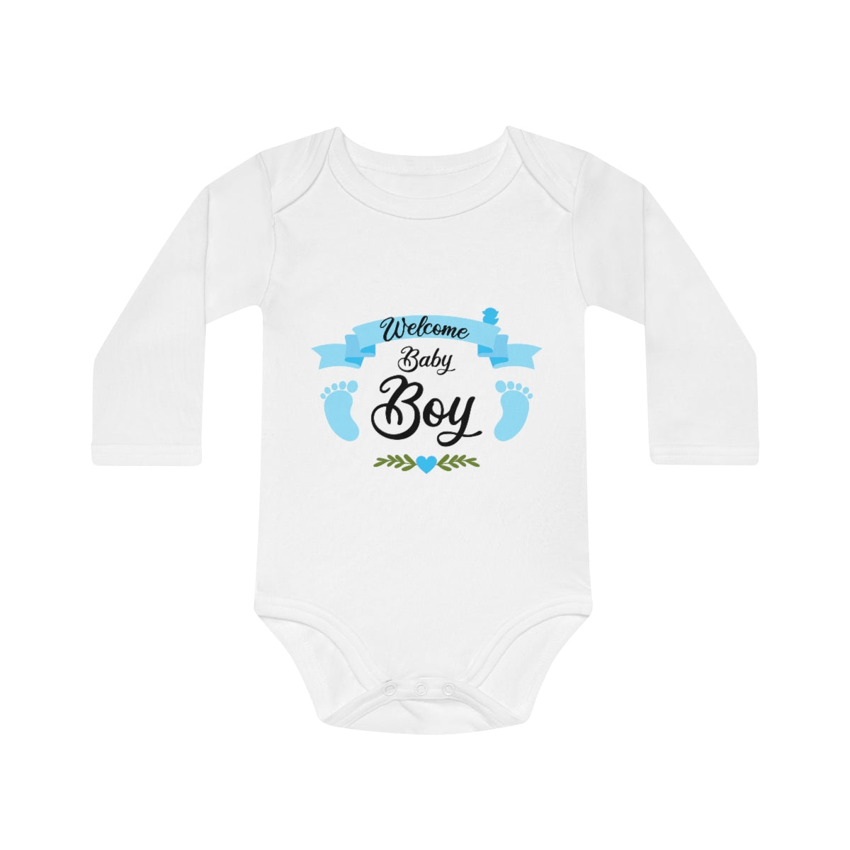 Welcome Baby Boy Baby Long-Sleeve Organic Bodysuit