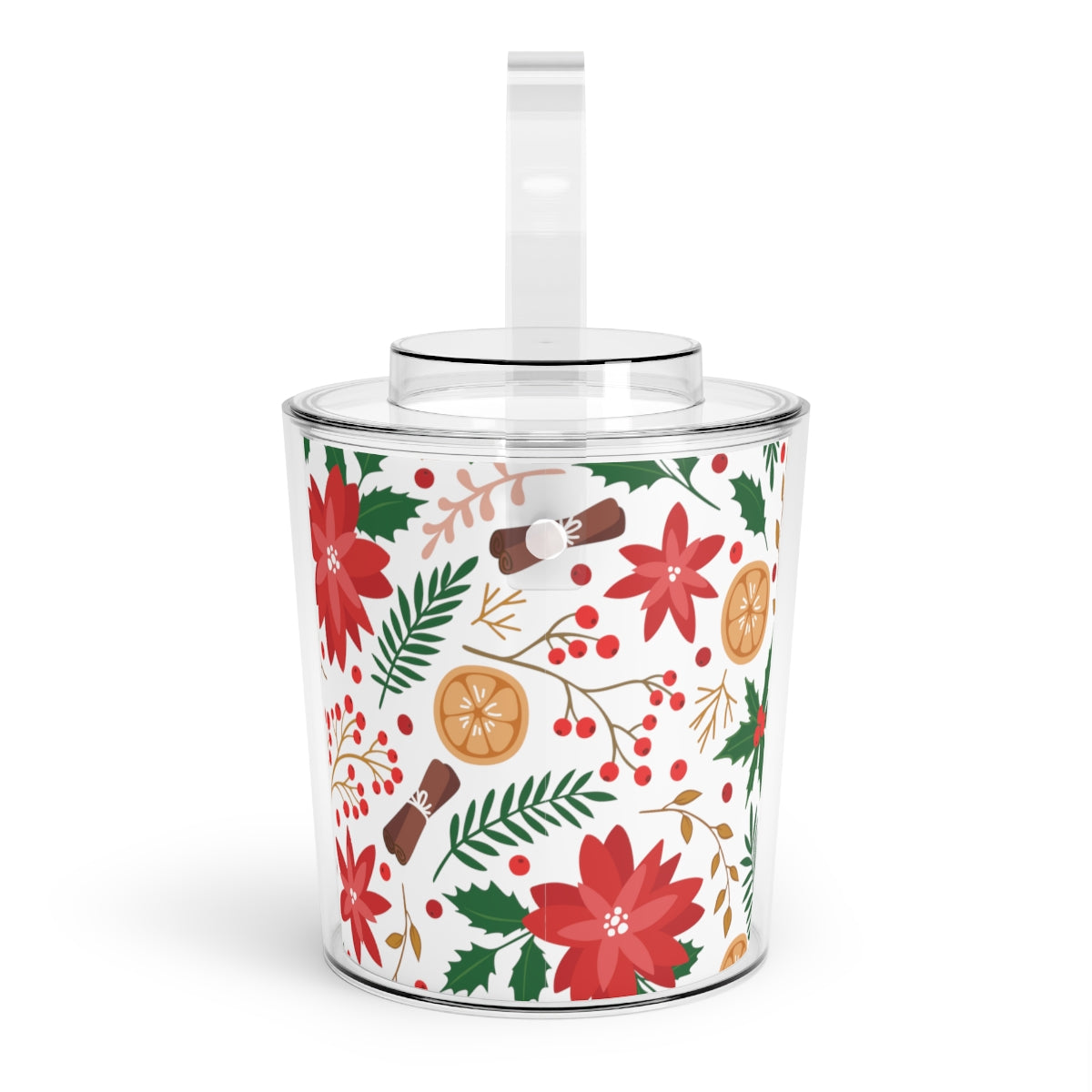 Christmas Flowers Ice Bucket with Tongs