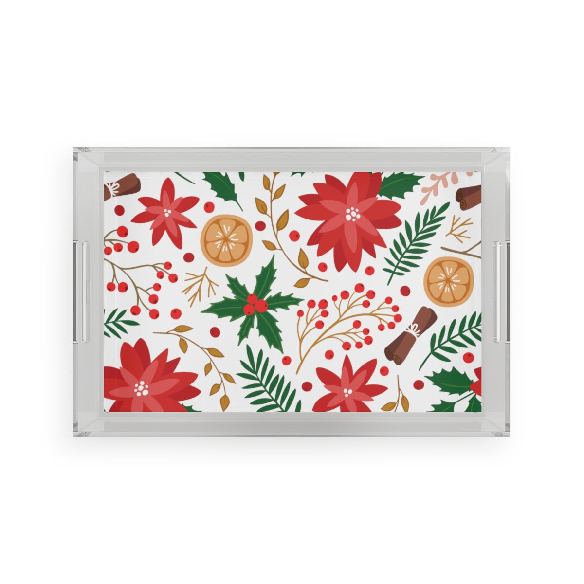 Christmas Flowers Acrylic Serving Tray