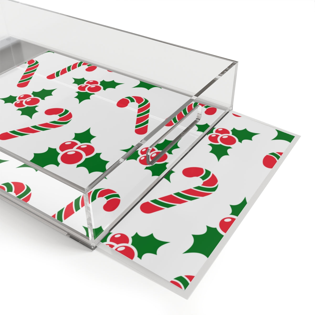 Candy Canes & Holly Acrylic Serving Tray