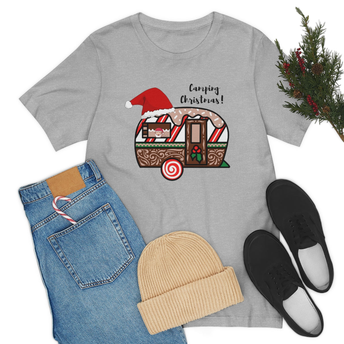 Camping Christmas Unisex Jersey Short Sleeve Tee