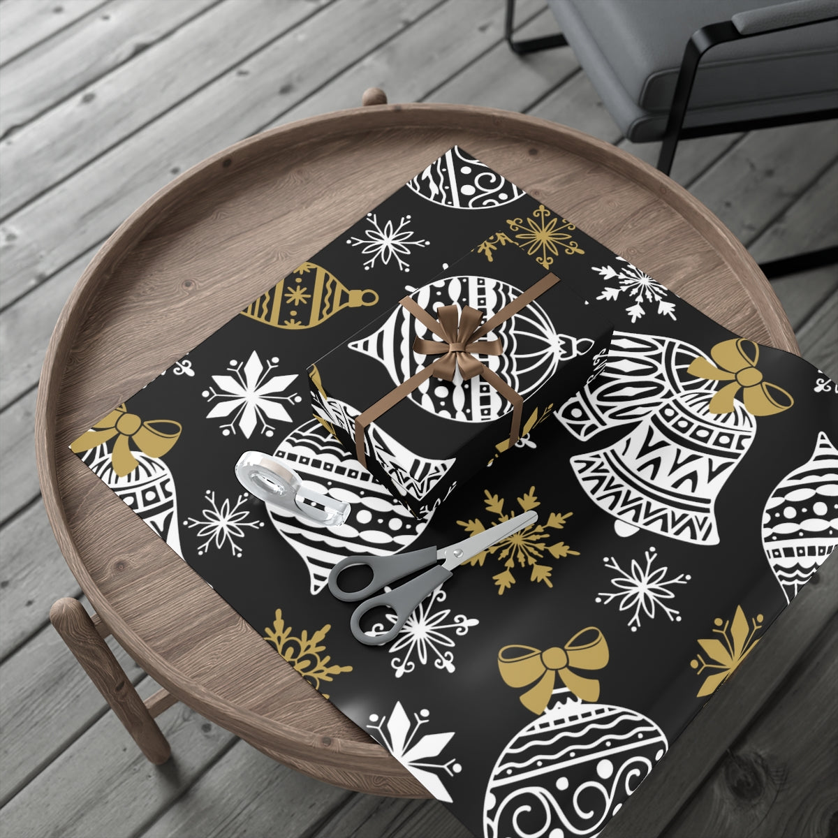 Black & Gold Christmas Gift Wrap Papers