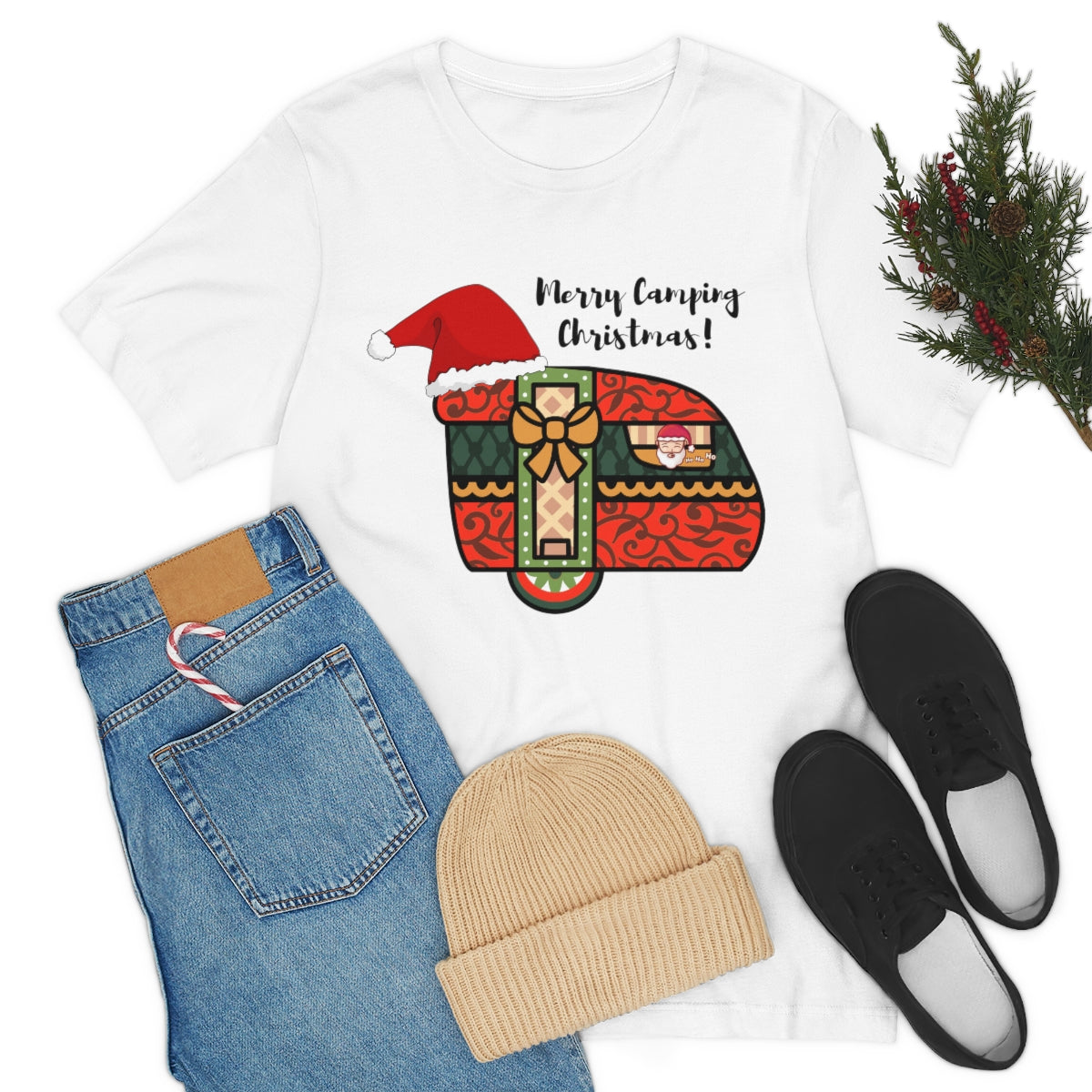 Merry Camping Christmas Unisex Jersey Short Sleeve Tee