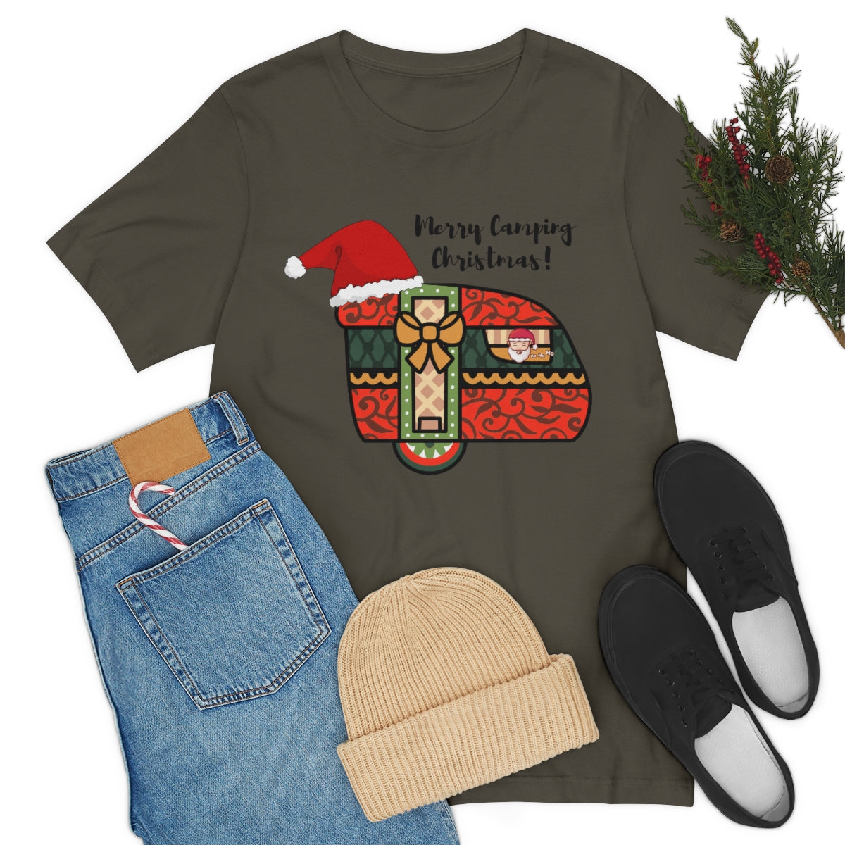 Merry Camping Christmas Unisex Jersey Short Sleeve Tee