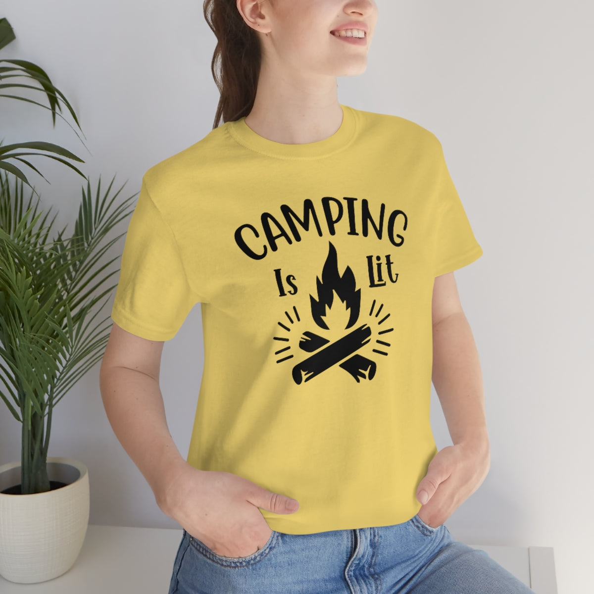 Camping is Lit Unisex Jersey Short Sleeve Tee