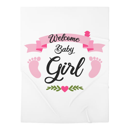 Welcome Baby Girls Baby Swaddle Blanket