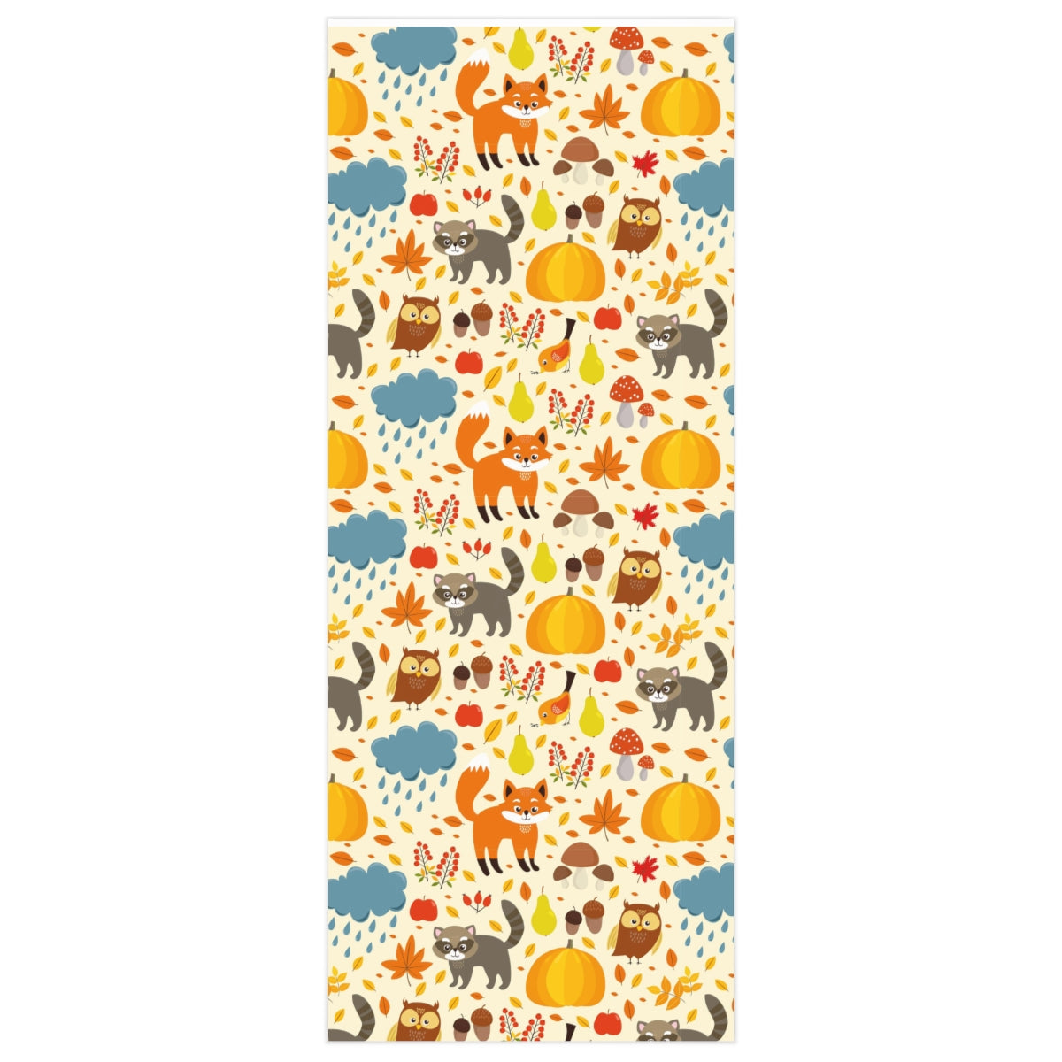 Animals, Pumpkins & Clouds Happy Birthday Wrapping Paper