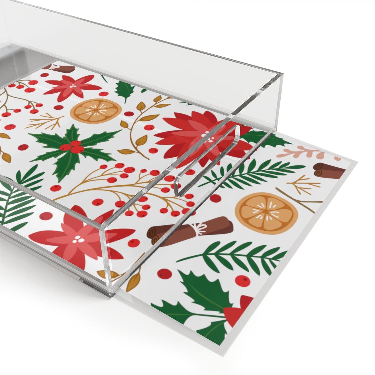 Christmas Flowers Acrylic Serving Tray