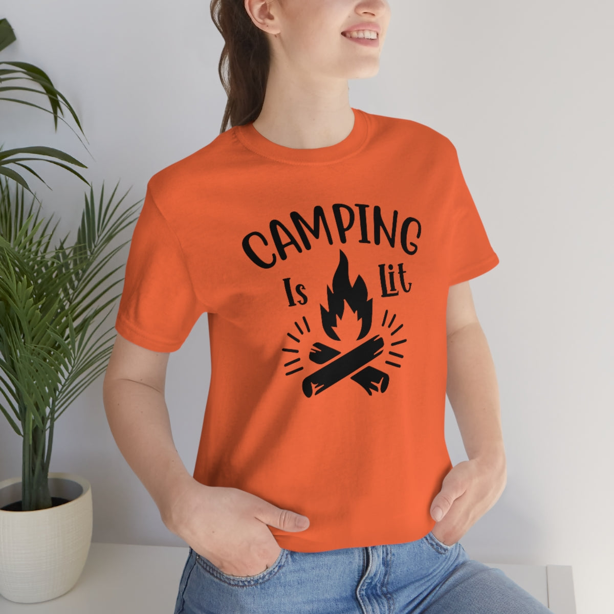 Camping is Lit Unisex Jersey Short Sleeve Tee