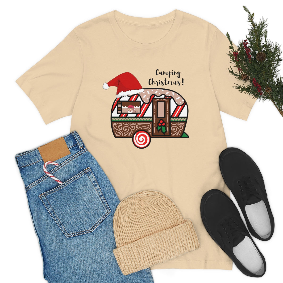 Camping Christmas Unisex Jersey Short Sleeve Tee