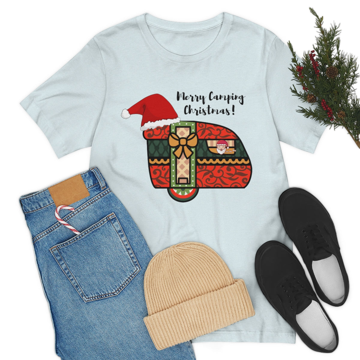 Merry Camping Christmas Unisex Jersey Short Sleeve Tee