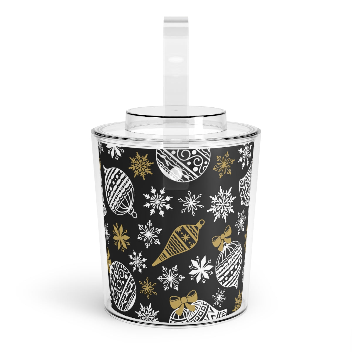 Black & Gold Christmas Ice Bucket with Tongs