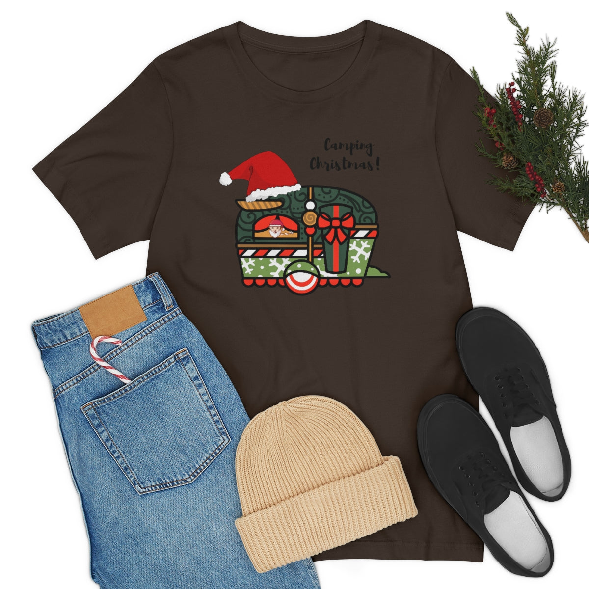 Camping Christmas Unisex Jersey Short Sleeve Tee