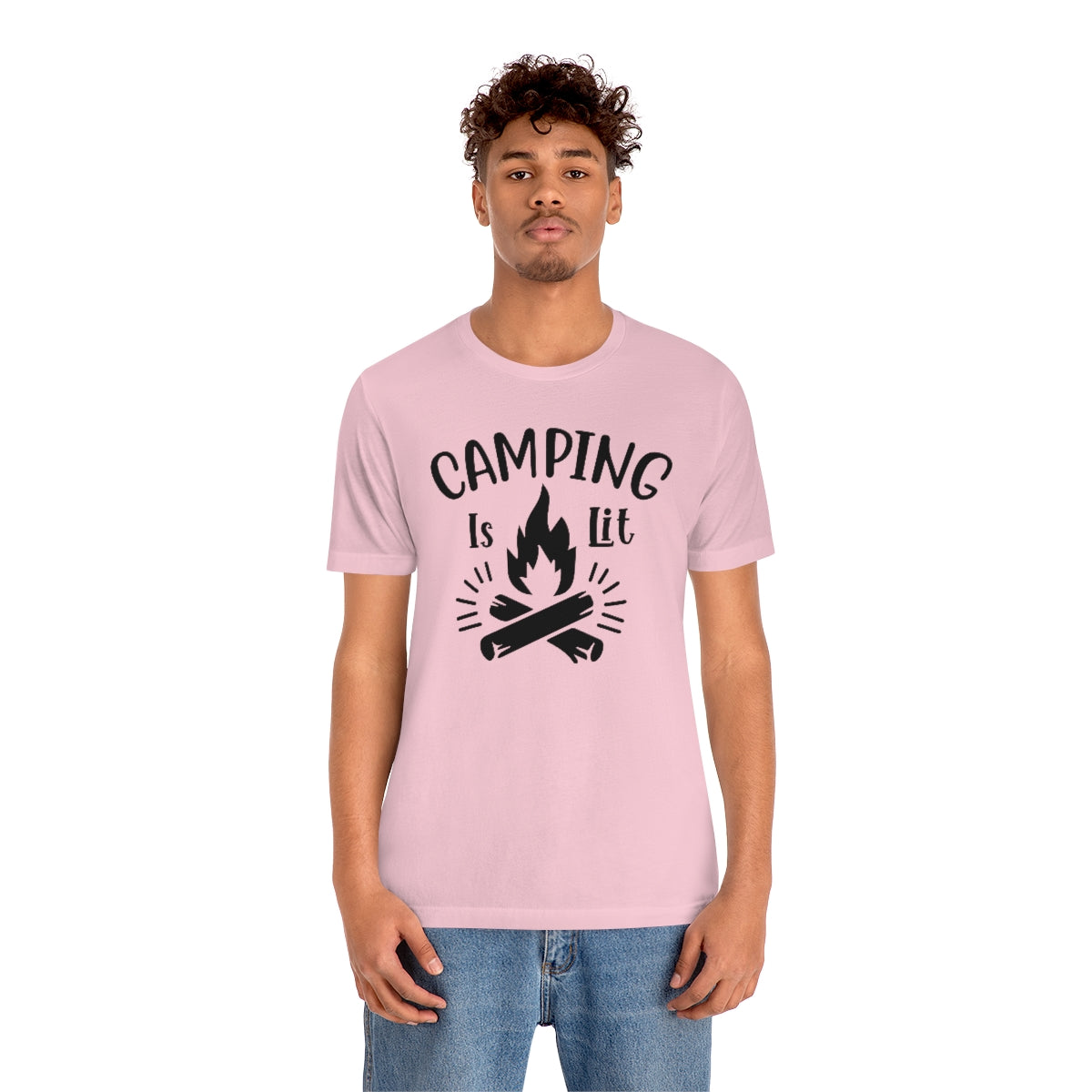 Camping is Lit Unisex Jersey Short Sleeve Tee