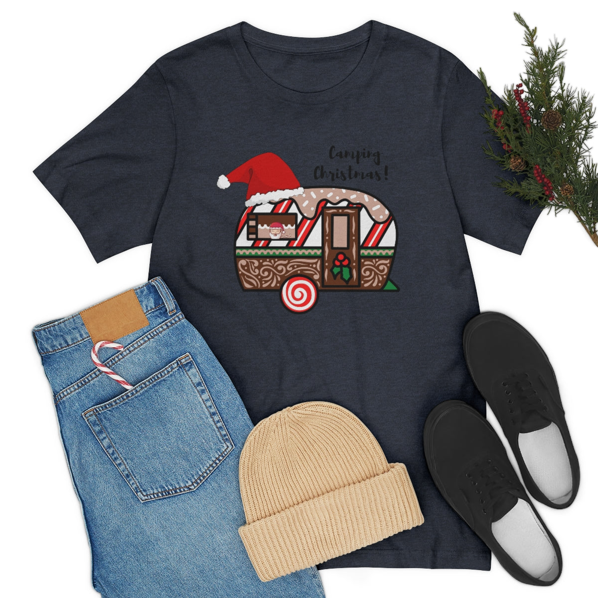 Camping Christmas Unisex Jersey Short Sleeve Tee