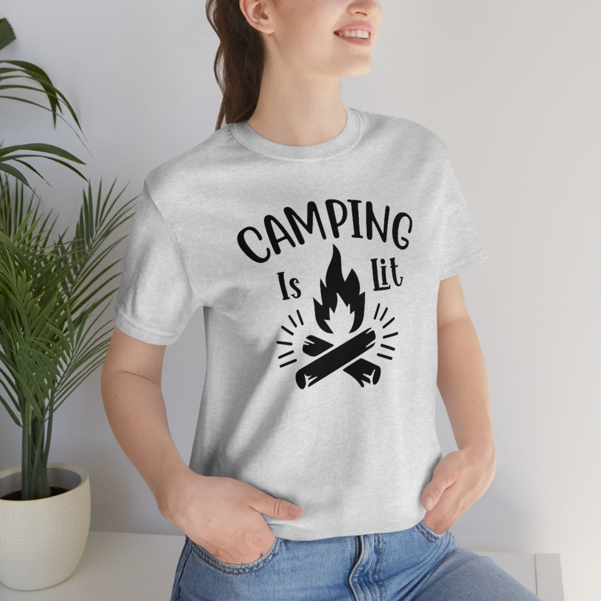 Camping is Lit Unisex Jersey Short Sleeve Tee