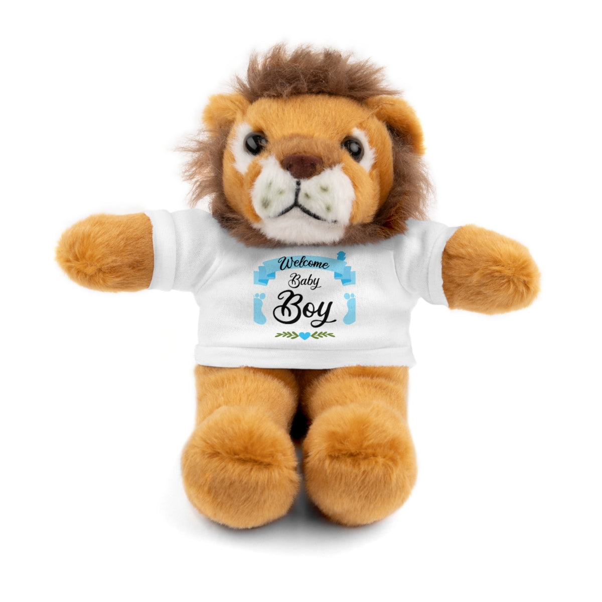 Welcome Baby Boy Stuffed Animals (Bear, Bunny, Jaguar, Lion, Panda, Sheep) with Tee