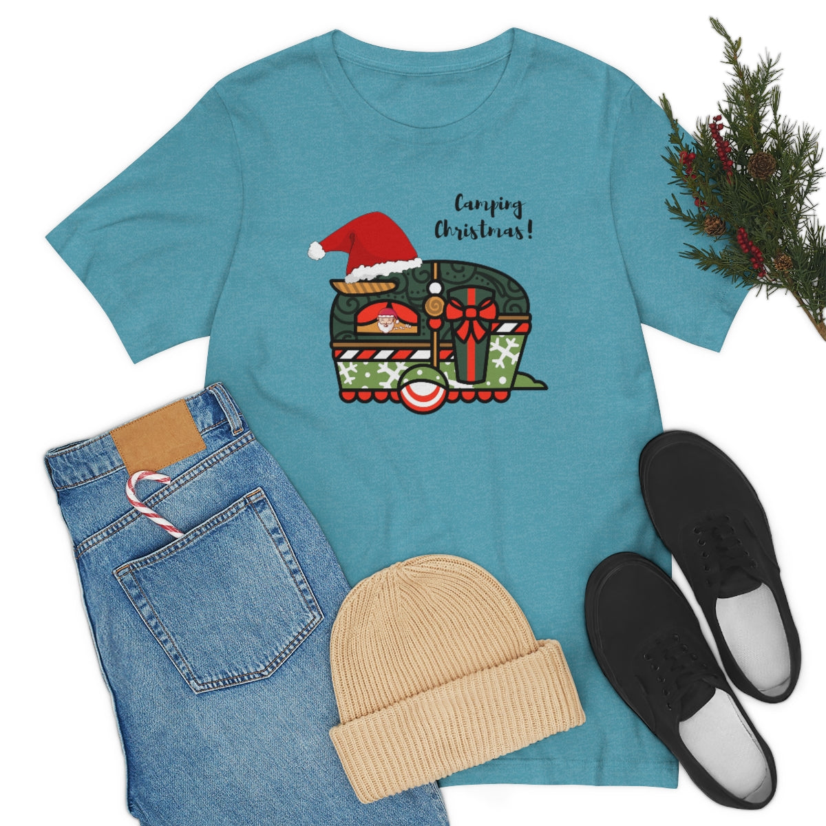 Camping Christmas Unisex Jersey Short Sleeve Tee