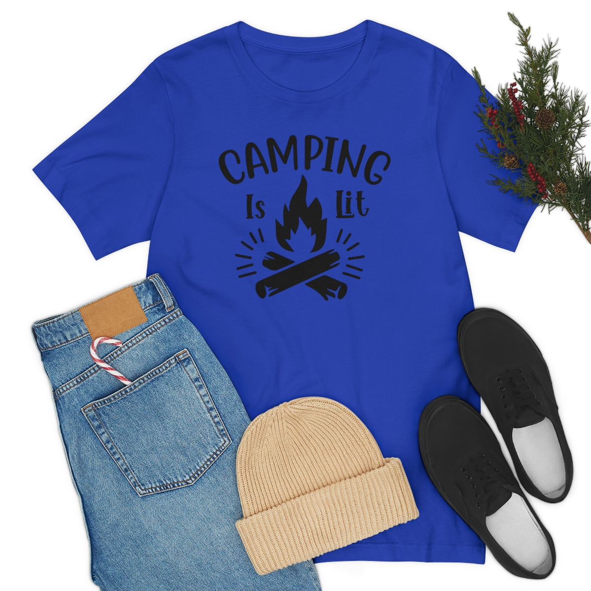 Camping is Lit Unisex Jersey Short Sleeve Tee