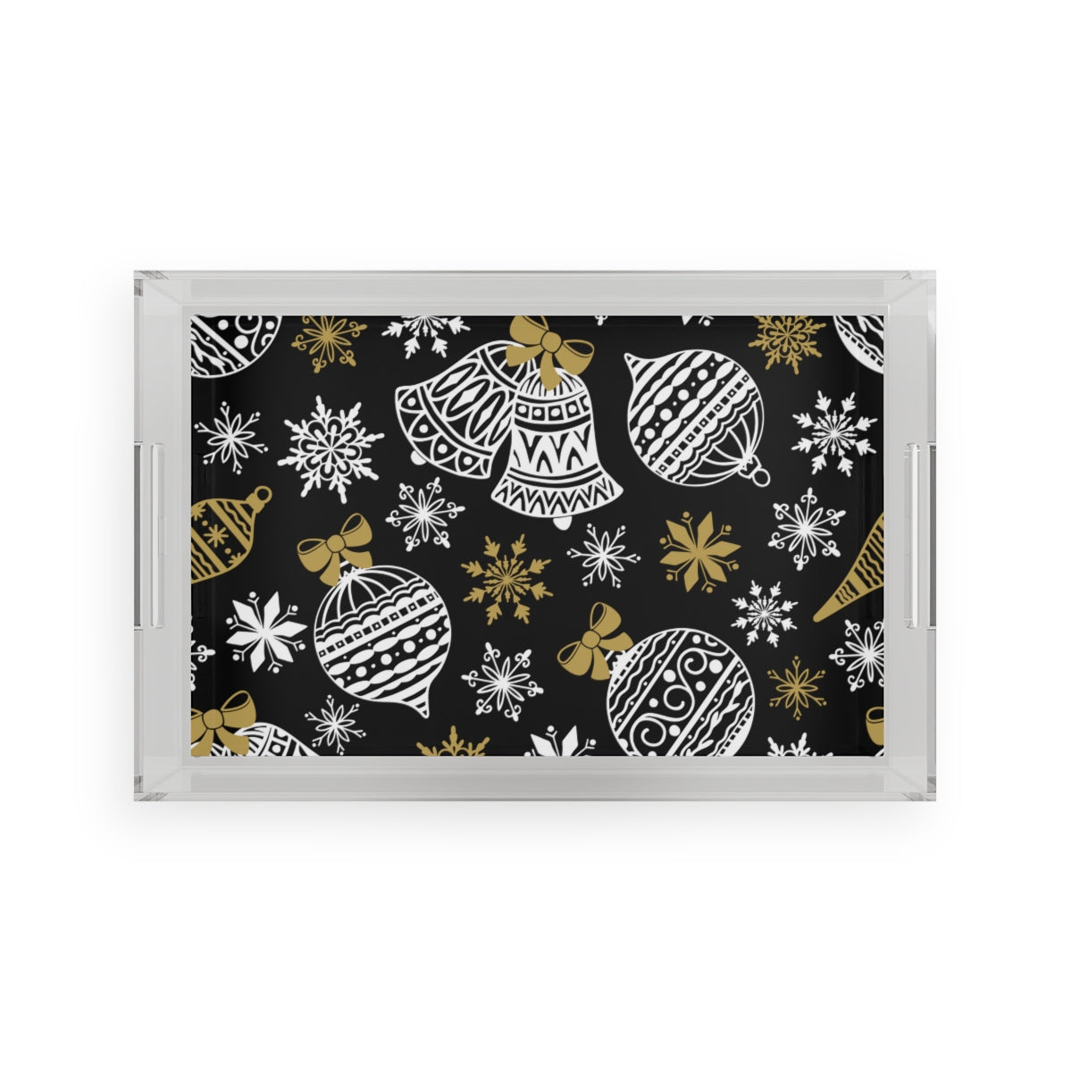 Black & Gold Christmas Acrylic Serving Tray