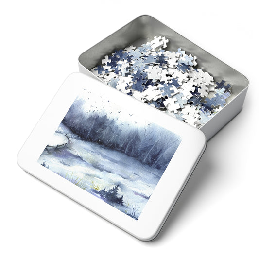Snow Covered Winter Landscape Jigsaw Puzzle (30, 110, 252, 500,1000-Piece)