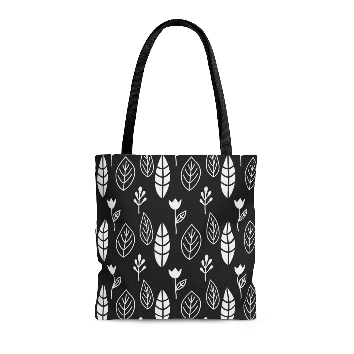 Leaves Black & White Scandi Christmas  Tote Bag