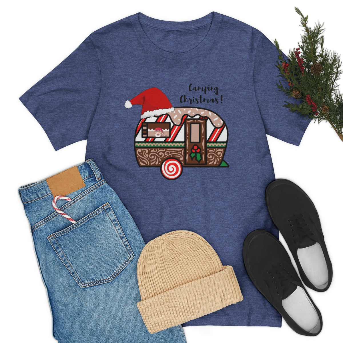 Camping Christmas Unisex Jersey Short Sleeve Tee