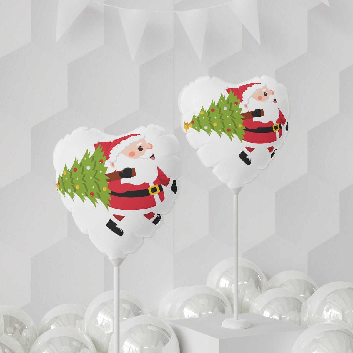 Santa Claus Christmas Balloons (Round and Heart-shaped), 11"