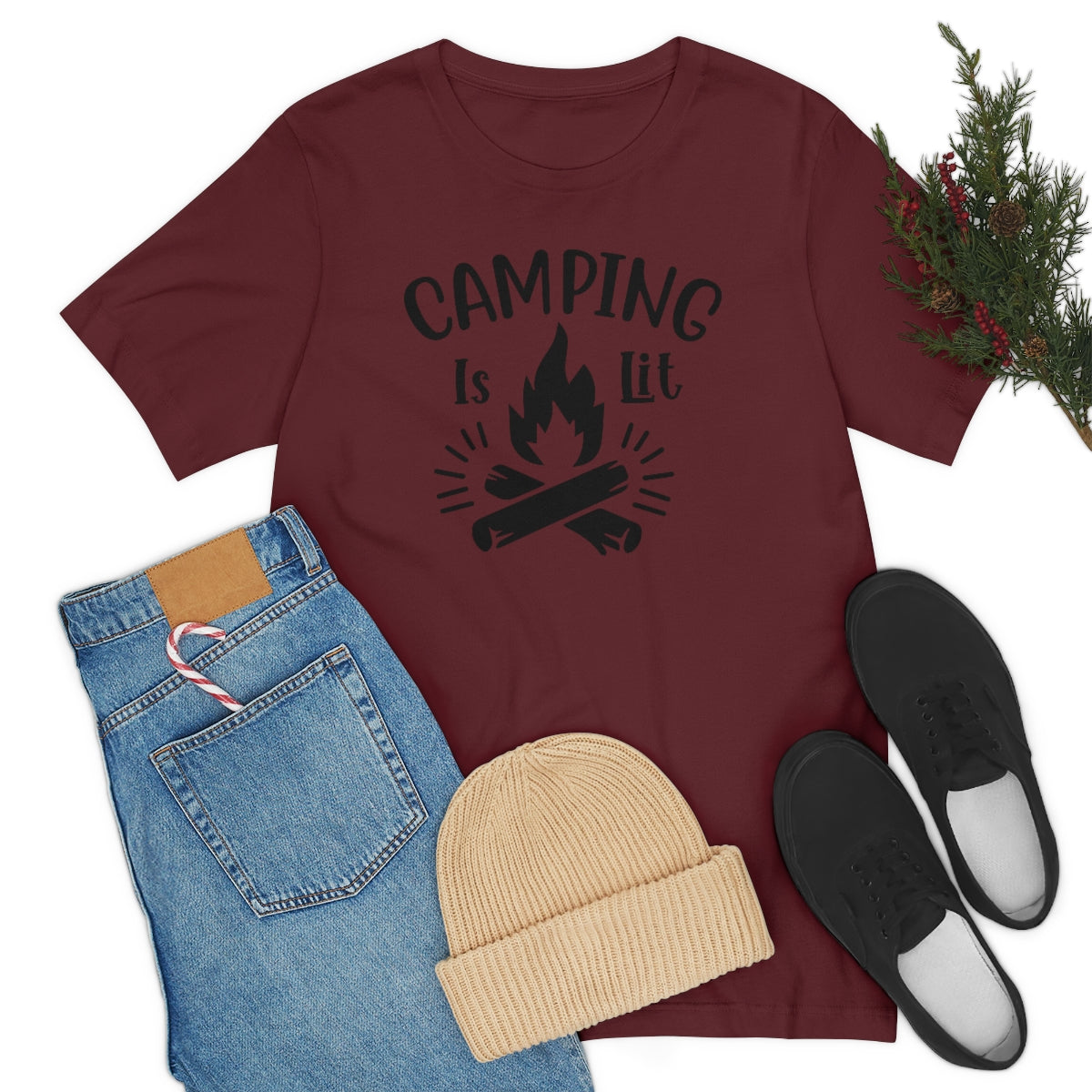 Camping is Lit Unisex Jersey Short Sleeve Tee