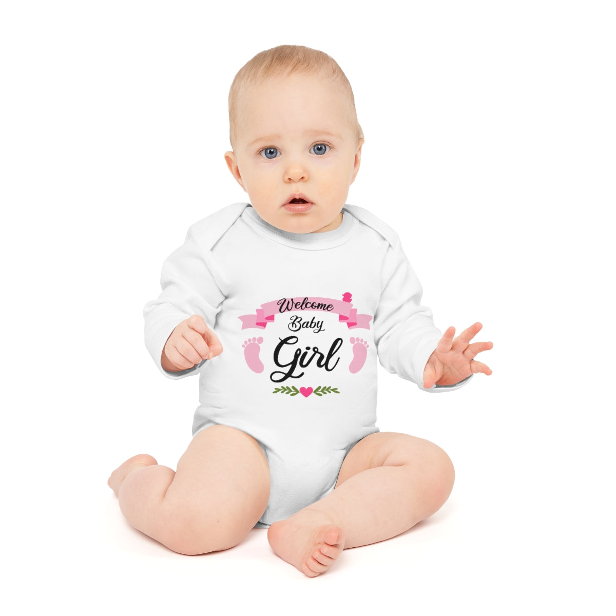 Welcome Baby Girl Baby Long-Sleeve Organic Bodysuit