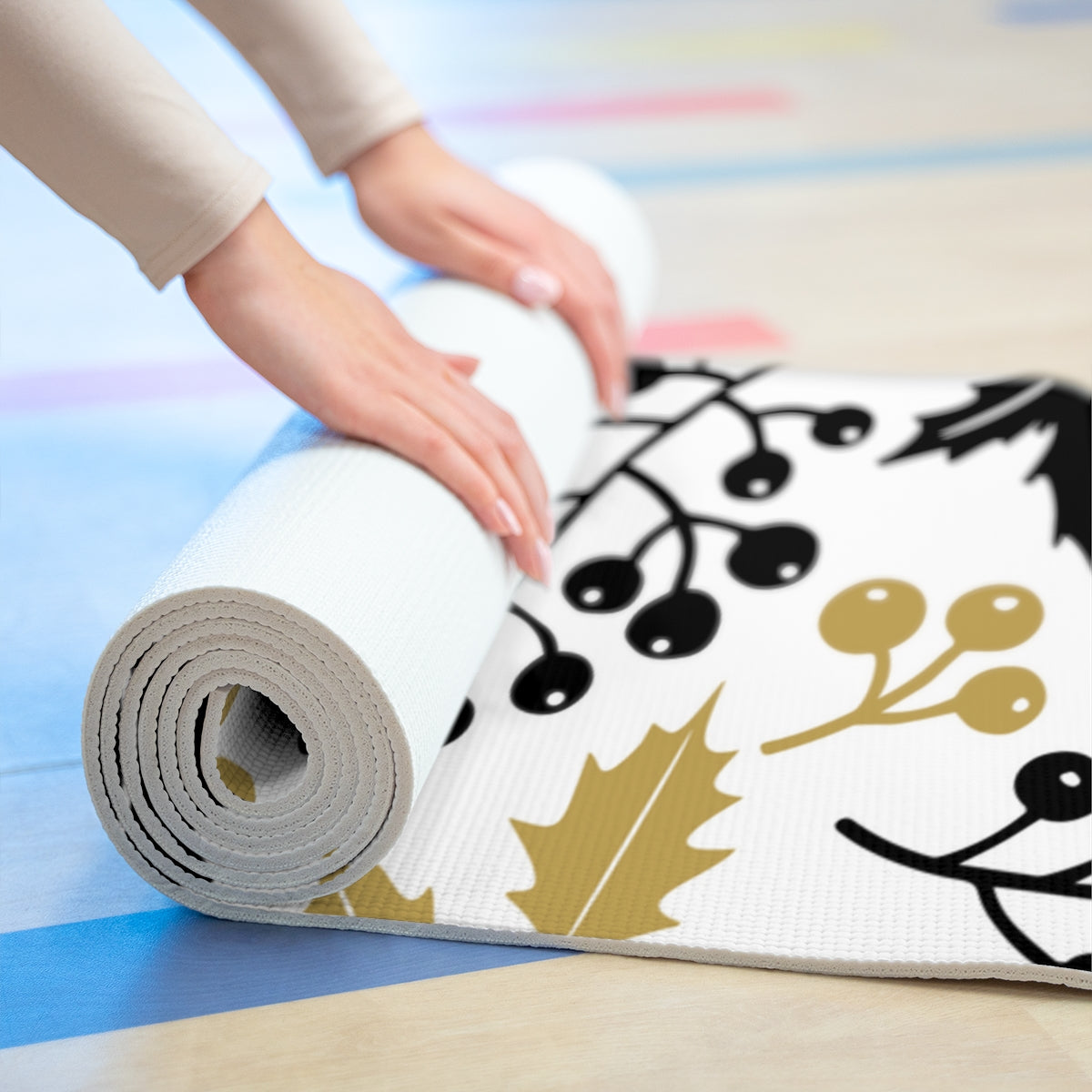 Black & Gold Christmas Foam Yoga Mat